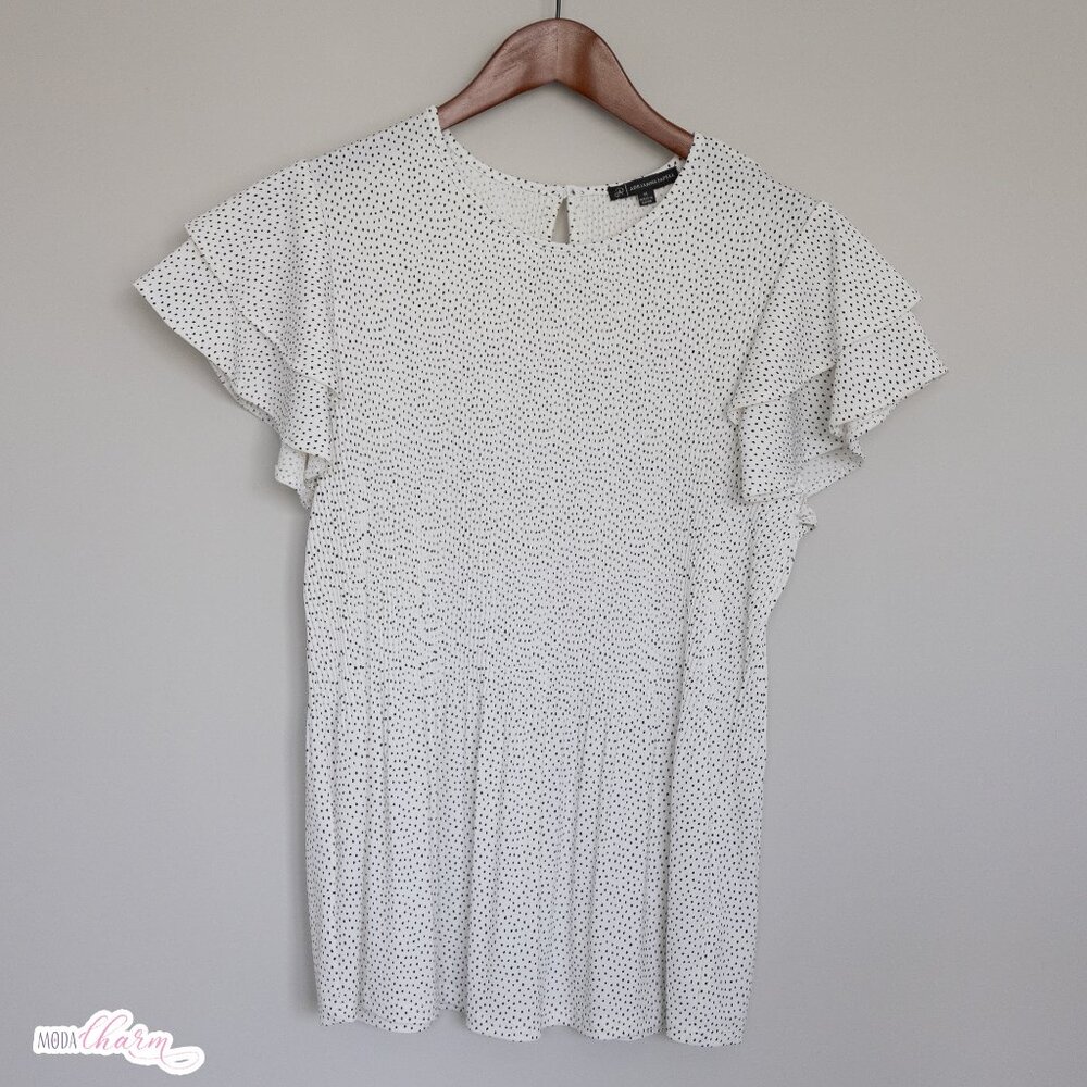 Adrianna Papell Womens Pleated Knit Double Sleeve Blouse